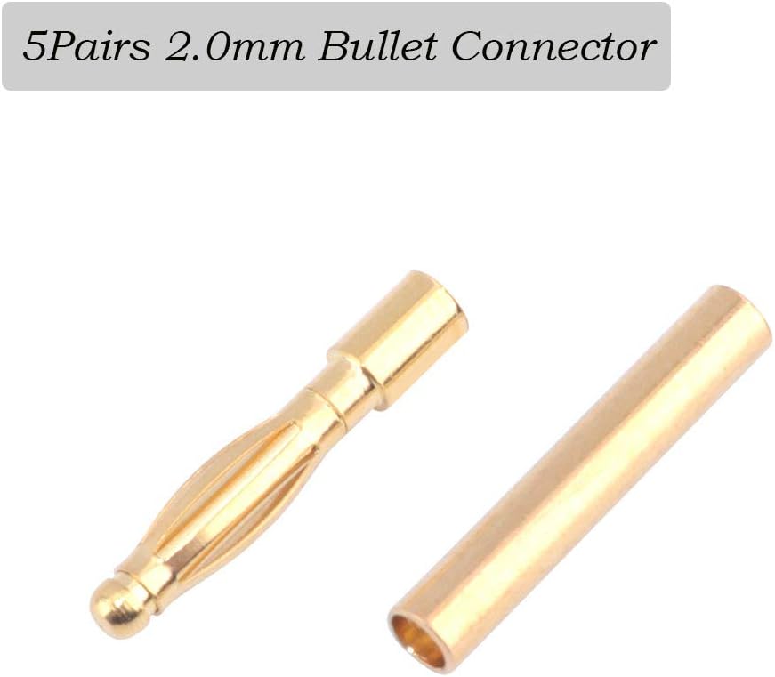 Nuofan 30Pairs RC Bullet Connectors 2mm/3.5mm / 4mm /5mm /6mm /8mm Gold Plated Banana Plug for RC Battery ESC Motor Wire(each 5pairs) - Image 3