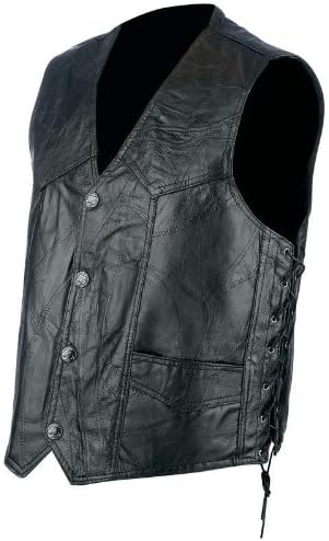 Rocky Ranch Hides Rock Design Genuine Hog Leather Biker Vest - 3XLarge