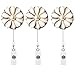 Qinsuee Retractable Badge Holder, ID Badge Reel with Pearl, 3 Pack (White)