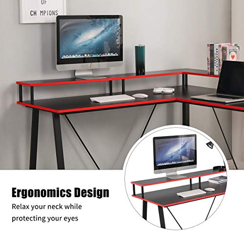 EROMMY L Shaped Computer Desk, 57 inch Gaming Desk with Headset Storage