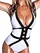 Chuanqi Women's Sexy Deep V-neck Bandage Bikini Tankini Swimsuit 1 Piece