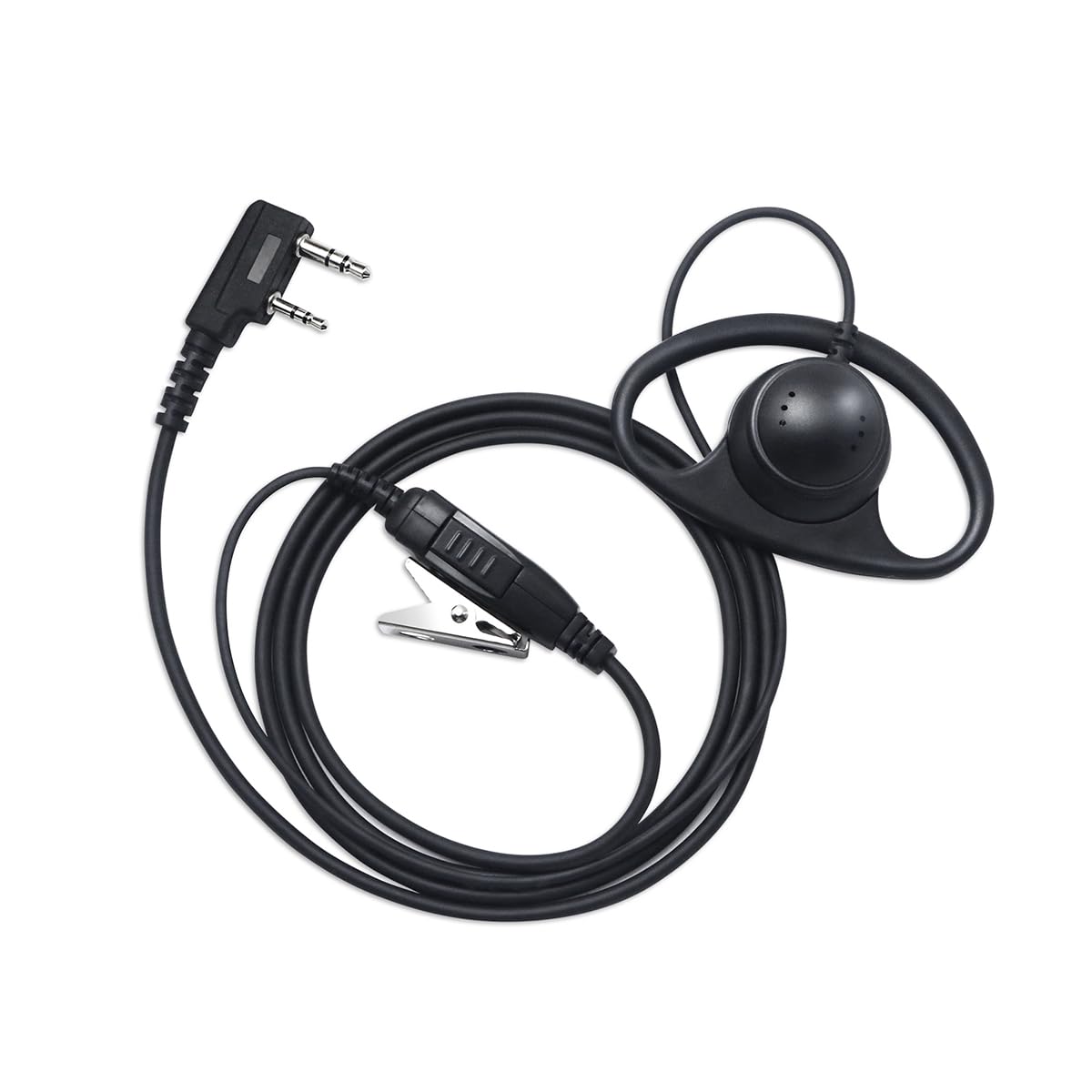 PROMAXPOWER Walkie Talkie Earpiece, Radio Earpiece 2 Pin Headset with PTT Mic, D-Shape Security Earpiece Compatible with Kenwood Baofeng UV-5R UV-5RA 777 888S UV-82 TH-22AT TH-25 TK-3100