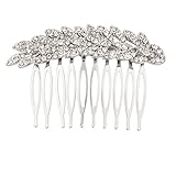 Lux Accessories Bridal Pave Leaf Crystal Hair Comb