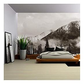 BRAND_NAMEBanff National Park View Panorama with Foggy Mountains...