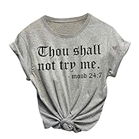 Amlaiworld Plus Size Shirt for Women Fashion Casual O-Neck Tee Top Letter Print Short Sleeve T-Shirt Top Blouse Activewear Gray