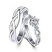 CHuir Fashion Couple Rings for Him and Her, Adjustable Celtic Knot Heart Promise Ring Set (Knotring)