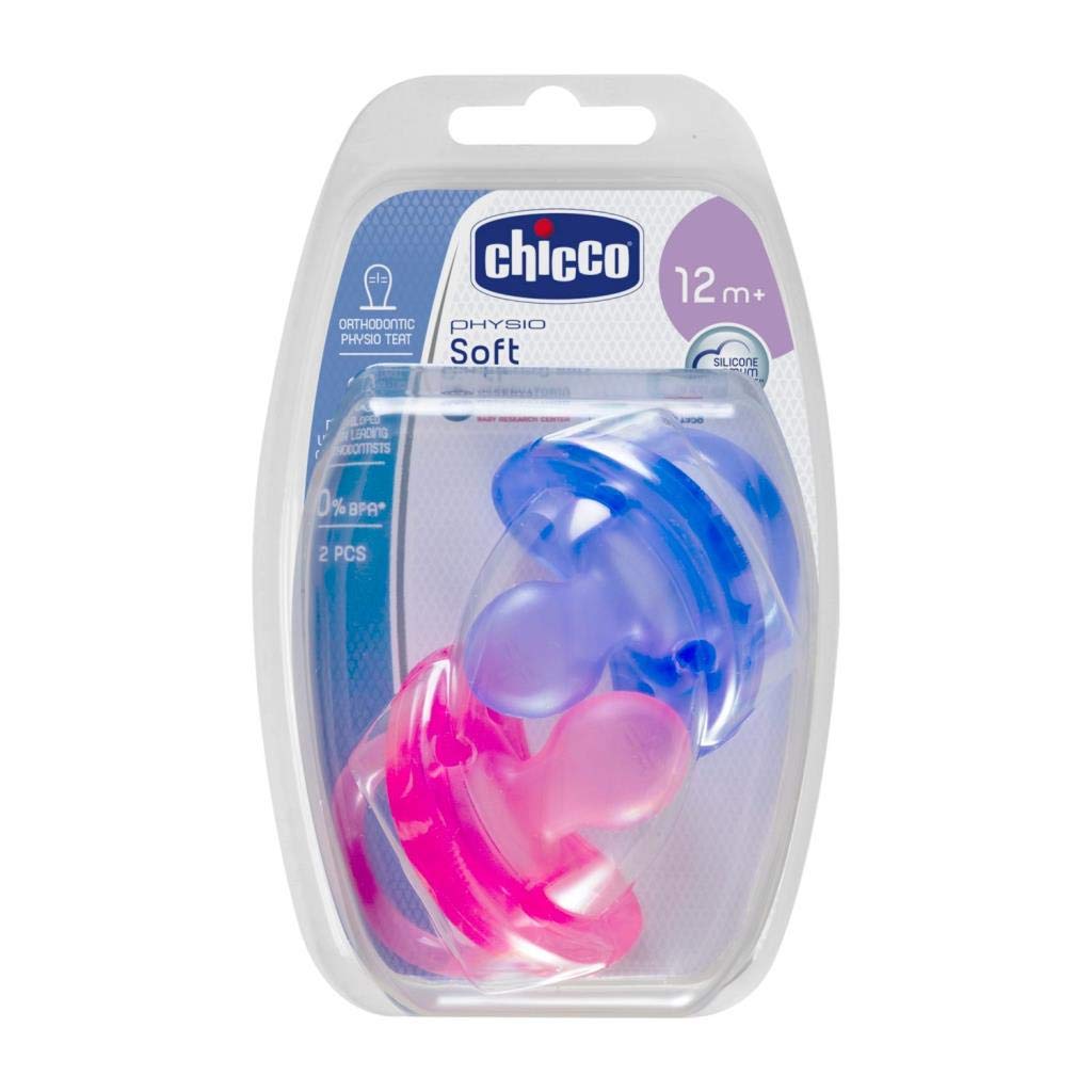 Chicco Soft ergonomic pacifier in silicone x 2, purple / pink, 16-36 months