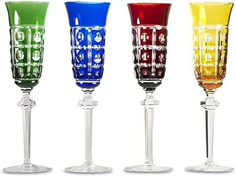 Amazon Com Set Of 4 Multicolored Crystal Champagne Glasses By Arnstadt Germany Highball Glasses Champagne Glasses set of 4 multicolored crystal champagne