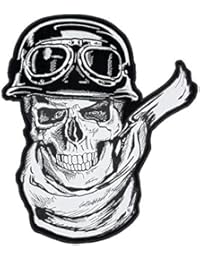 Reflective Rider Skull With Scarf, Helmet & Goggles Patch, Large Size