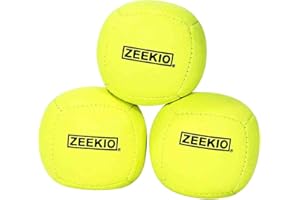 Zeekio Lunar Juggling Balls - [Set of 3], Professional UV Reactive, 6-Panel Balls, Synthetic Leather, Millet Filled, 110g Each, Solid Yellow