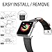 iHillon Bands Compatible with Apple Watch 42mm/44mm Series 5 Series 4 Straps, Classic Canvas Fabric Genuine Leather Wristbands Silver Buckle Compatible with iWatch Series 3/2/1 for Women Men