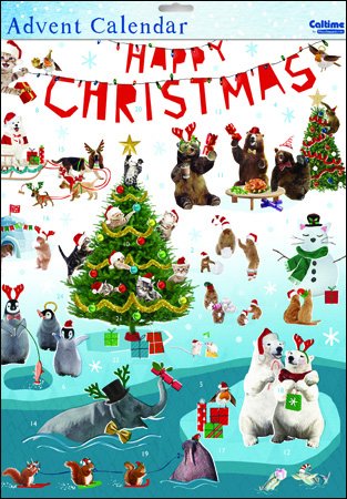 Caltime Traditional All Together Animal Large Advent Calendar 31.5 cm x 41 cm with white envelope