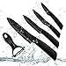Ceramic Knife Set (Gift Box), Ankway 5 Pieces Kitchen Knives with Covers Durable Rust Proof Lightweight Kitchen Ceramic Knife Set with Sheaths (4 Knife Blades, 4 Sheaths and 1 Fruit Peeler)