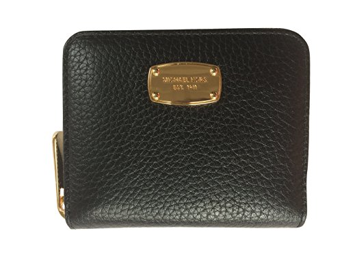 Michael Kors Jet Set Leather Zip Around Bifold Wallet (Black)
