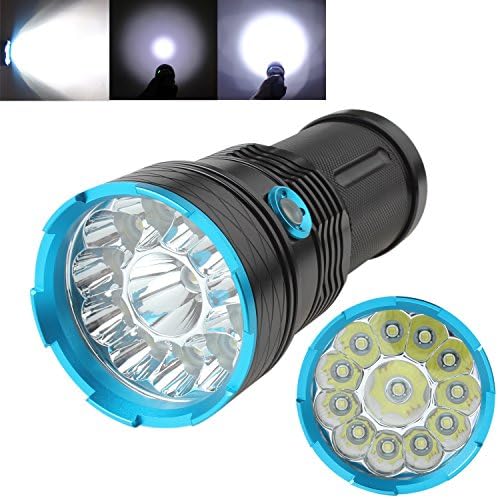 YUSI Ultra Bright 12 LED 12000 Lumens LED Tactical Flashlight Torch High Lumen Water Resistant 3 Modes Handheld Searchlight Torch Powerful Torch Flashlights for Outdoor Hunting Camping Fishing