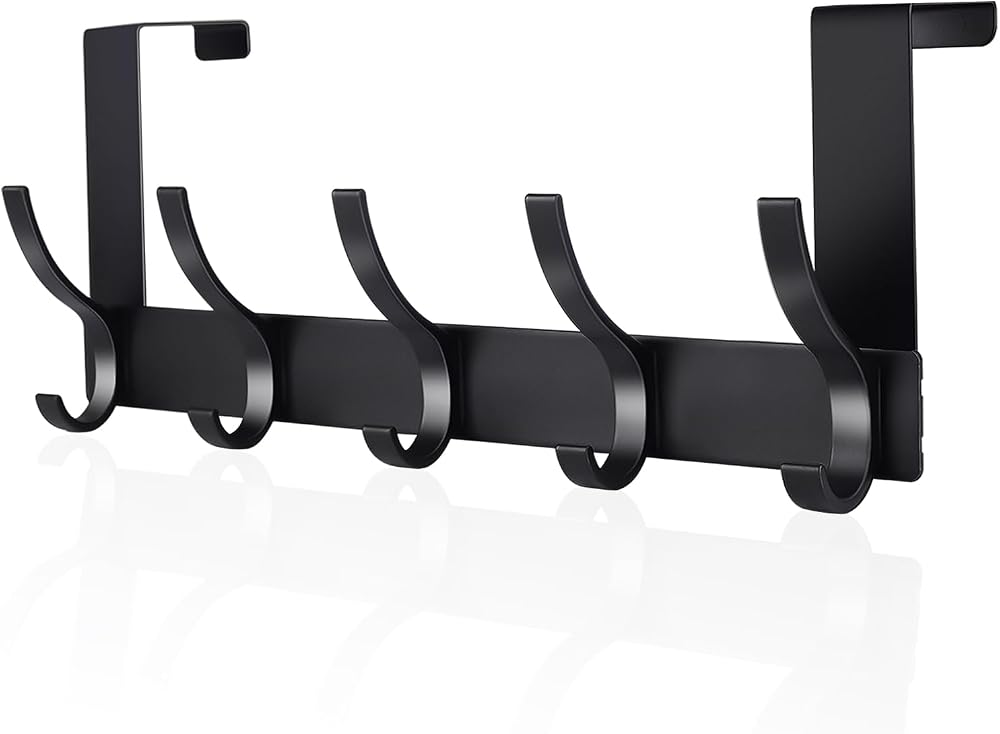 AUXHCYL Over Door Hooks Stainless Hanger Coat Rack 33lb 15kg Black