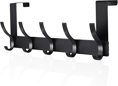 AUXHCYL Over Door Hooks Stainless Hanger Coat Rack 33lb 15kg Black