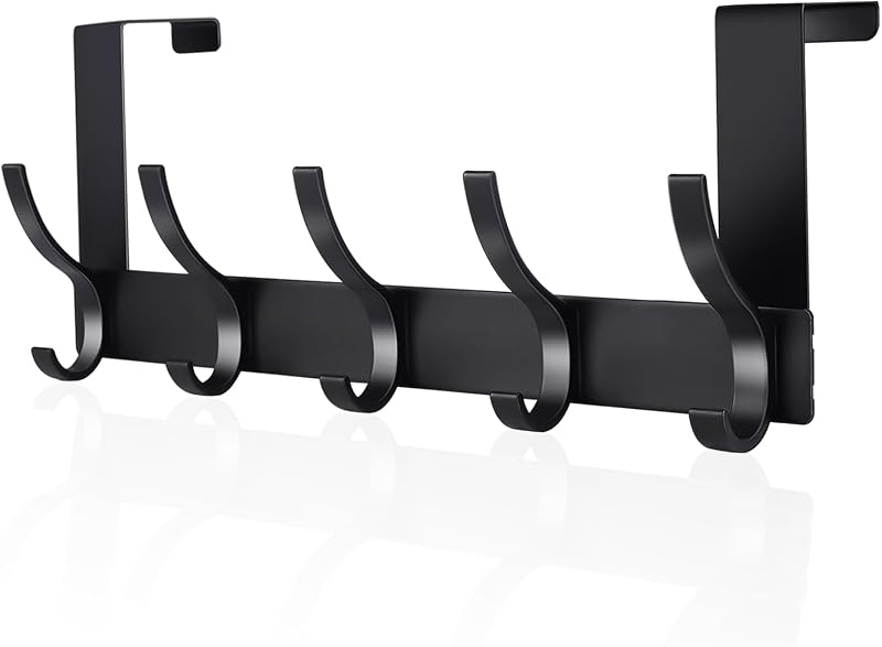 AUXHCYL Over Door Hooks Stainless Hanger Coat Rack 33lb 15kg Black