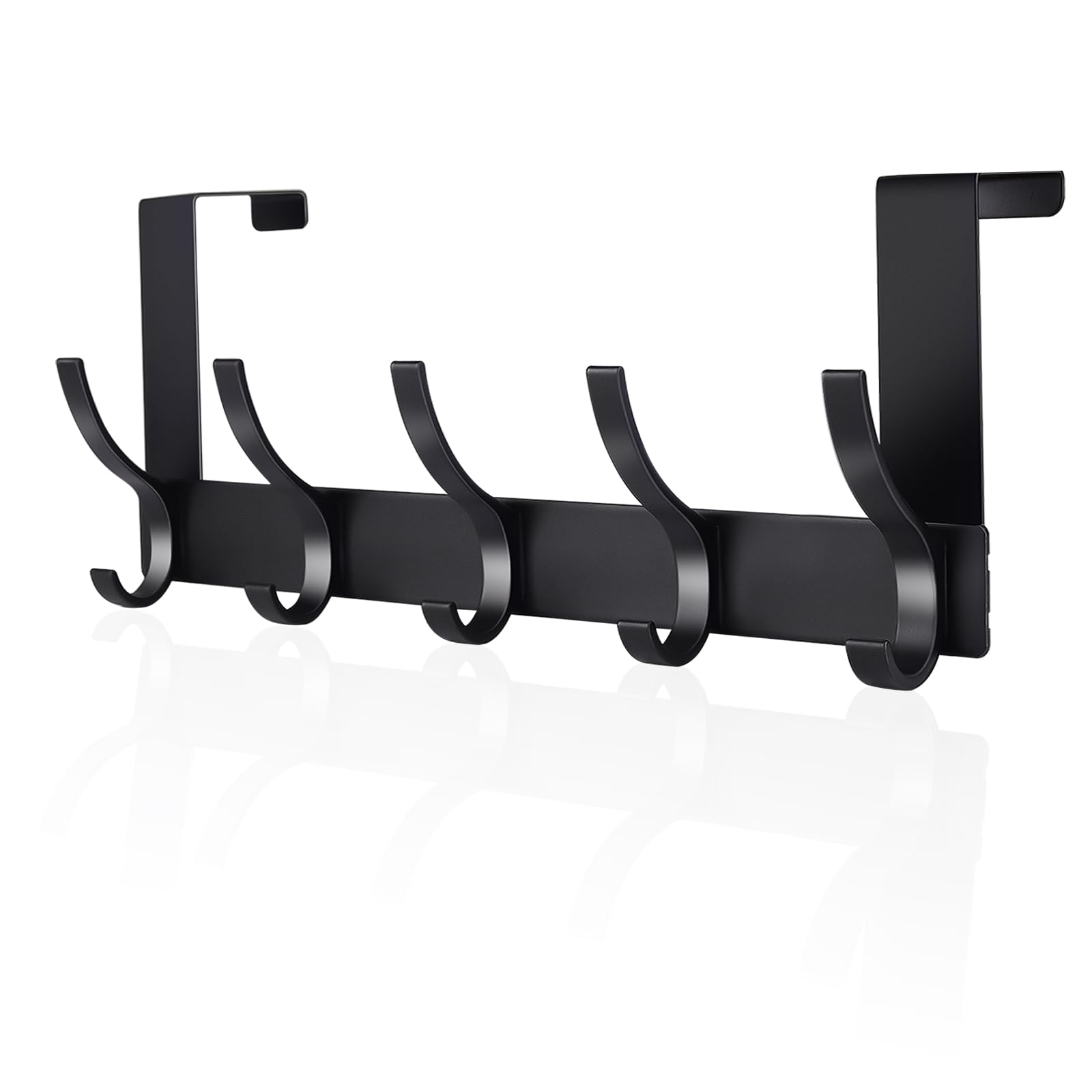 AUXHCYL Over Door Hooks, Stainless Hanger Coat Hook for Towel, Clothes, Bag, Robe, Storage Space Saving for Bathroom, Bedroom, Wardrobe (Black)