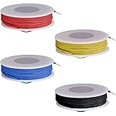 MKBKLLJY 24 Gauge Solid Wire 300V PVC Electrical Wire 24AWG Insulation Tinned Coated Copper Wire Hook Up Wire 4Colors(Red/Yellow/Blue/Black) 5m/16.4ft Each Wire Assortment for Electronics DIY