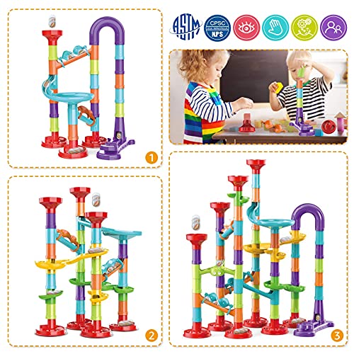 Marble Run Building Blocks STEM Toy Track Race Maze 30 Glass Marbles for Kids Boys Girls 3 4 5 6