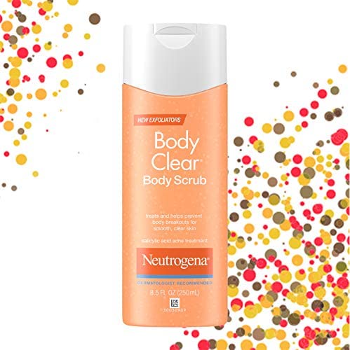 NEUTROGENA BODY CLEAR ACNE BODY WASH AND EXFOLIATING BODY SCRUB, 2% SALICYLIC ACID CLEANSER, CHEST, SHOULDER & BACK ACNE TREATMENT, NON-COMEDOGENIC, OIL-FREE SHOWER GEL, 8.5 FL OZ
