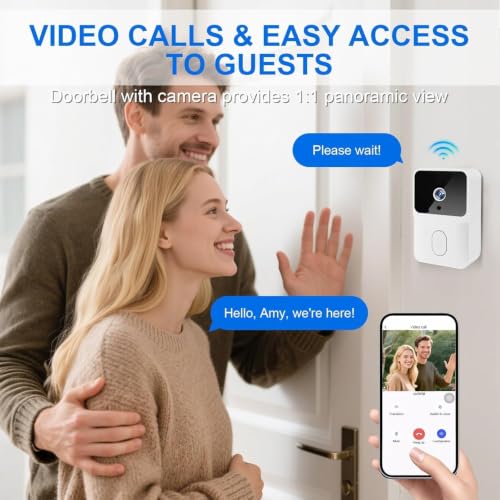 Genérico Wireless Video Doorbell with 2.4GHz WiFi, HD Video Doorbell Smart Door Bell with Camera, Night Vision, Two-Way Audio, Easy Installation by App Own Account