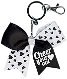 Chassé Mini Glitter Hearts Bow Keychain Blk/Wht