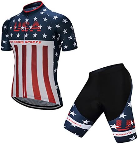 Hot Rides Men's Quick Dry Cycling Jersey and 3D Gel Padded Shorts and Bib Set