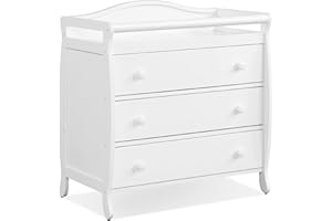 Costzon 3-Drawer Changing Table, Infant Diaper Changing Station with Drawers, Safety Rails & Strap, Baby Changing Table Dress