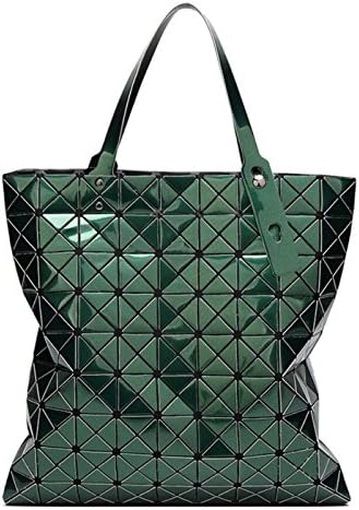 Kayers Sulliva Womens Fashion Geometric Plaid Tote Bag PU Leather Shoulder Bag Top-handle Handbags Large