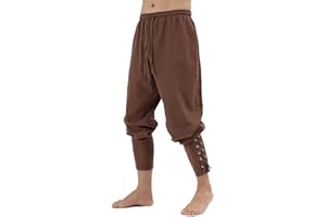 SYQBR Men's Ankle Banded Pants Medieval Viking Navigator Pirate Costume Renaissance Gothic Halloween Cosplay Trousers.
