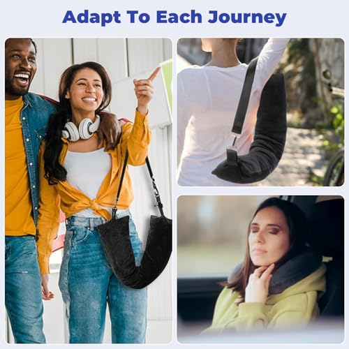 Xolear Travel Pillow to Fill with Clothing, Black | Airplane Neck Warmer Wear Eye Mask and Ear Plugs for Travelling by Car or Airplane, No Fillers