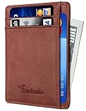 Travelambo RFID Front Pocket Minimalist Slim Wallet Genuine Leather Small Size (vegetable tanned brown)
