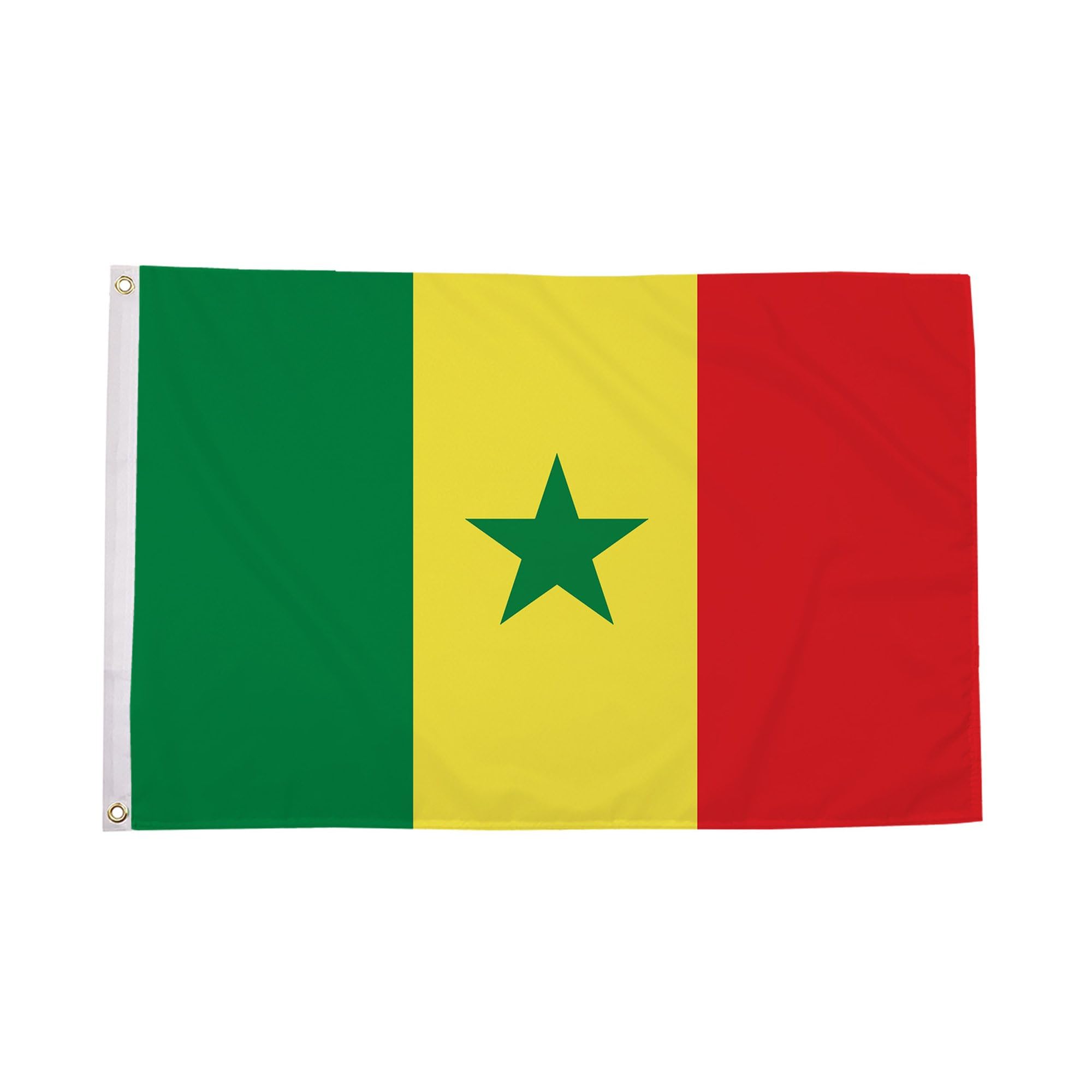 Flagtex Senegal Flag 5ft x 3ft National Flag Green Yellow Red Three Vertical Stripes with Green Star Premium Quality Polyester Double Stitched Brass Grommets 150cm x 90cm Indoor Outdoor Banner — image 1