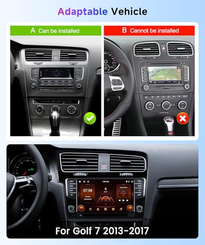 【Dab】 2G+64G Android Car Radio for VW Golf 7 2013-2017, 9 Inch Touch Screen Car Radio Wireless Carplay Android Auto Navi GPS WiFi Mirror Link Bluetooth FM/RDS/DVR/EQ/SWC Backup Camera