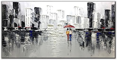 Fasdi-ART Paintings, 24x48 Inch Paintings,Oil Painting Landscape 3D Hand-Painted On Canvas Abstract Artwork Art Wood Inside Framed Hanging Wall Decoration Abstract Painting (DF005)