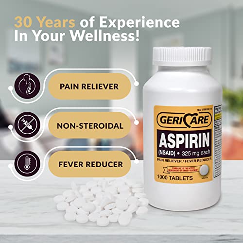 GeriCare Aspirin Tablets 325mg Pain Reliever And Fever Reducer