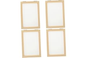 STOBOK Wooden Picture Frames Paper Making Screen 4pcs Paper Frame Pulp Painting Copper Wood Frame