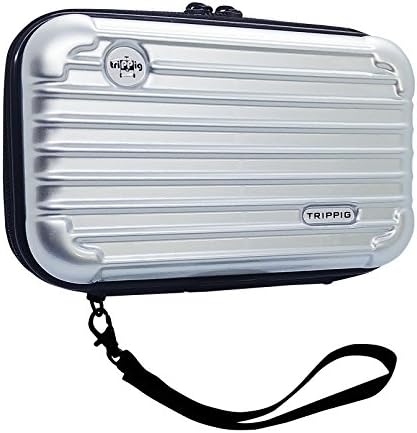 [TRIPPIG] Passport Holder / Passport Wallet / Travel clutch bag / Cosmetic Organizer / Mini Luggage Shape / Digital Pouch / Credit Card cash organizer with hand strap (Silver)