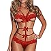 Plus Size! Todaies Womens Sexy Lingerie Babydoll Lace Bow Dress Nightwear G-String Sleepwear 3 Colors (Red, L)