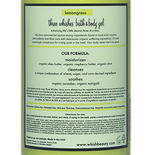 Whish Lemongrass Bath & Body Gel - Sulfate & Dye Free, Moisturizing and Gently Cleansing - 13 oz