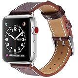 MARGE PLUS Compatible with Apple Watch Band 42mm 44mm, Genuine Leather Replacement Band Compatible with Apple Watch Series 4 (44mm) Series 3 Series 2 Series 1 (42mm) Sport and Edition,Dark Brown