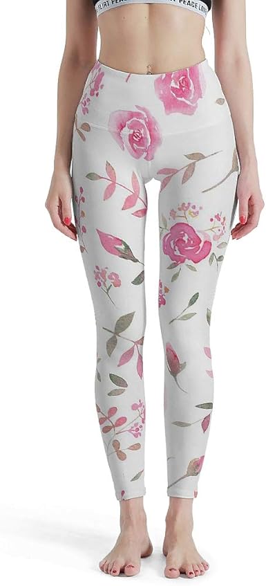 Womens Flowers Print Leggings High 