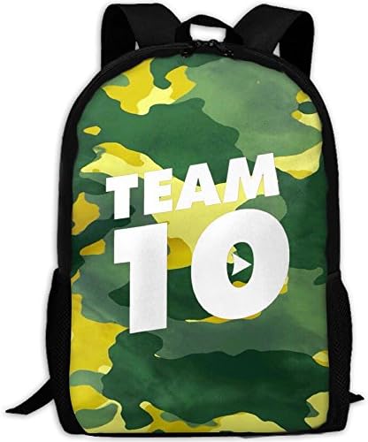 Team 10 Pink Jake Paul Fashion Backpack College School Laptop Bag Daypack Travel Shoulder Bag For Unisex White