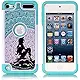 Apple iPod Touch 6th Case, iPod 5th Generation Case, Rainbow Unicorn Pattern Shockproof Studded Rhinestone Crystal Bling Hybrid Case Silicone Protective Armor for Apple iPod Touch 5 6th Generation