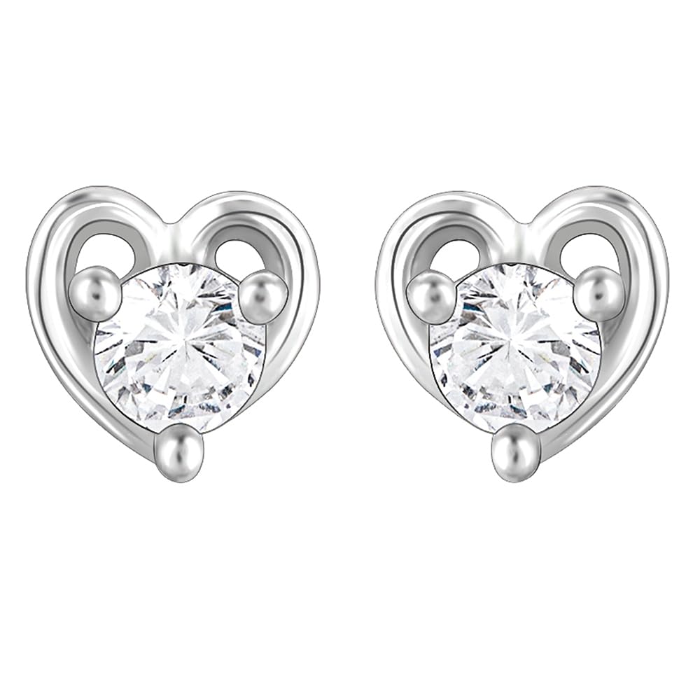 GIVA 925 Sterling Silver Zircon Tiny Heart Studs | Earrings for Women & Girls | With Certificate of Authenticity and 925 Hallmark