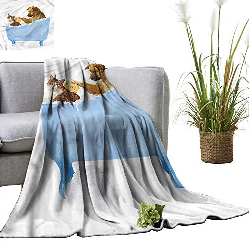 WinfreyDecor Throw Blanket LuxuryÂ  Cat for Picnic Dog and Cat in Bathtub 60"x51"
