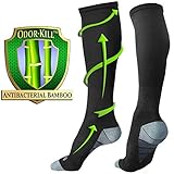 [Odor-Free] Bamboo Compression Socks for Men, Women by BAMS | Best SOFT Antibacterial 15-20 mmHg Medical Graduated Knee High Sock for Pain, Swelling, Injury, Sports, Diabetic, Nurse, Maternity, Travel