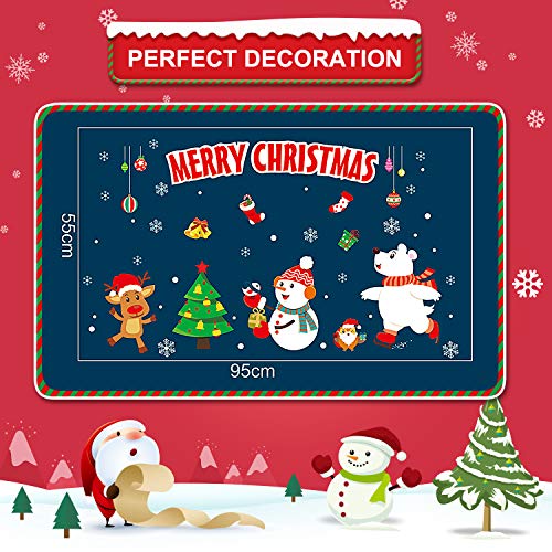 image for Outus 4 Set Merry Christmas Window Clings Decal Snowman and Elk Wall S